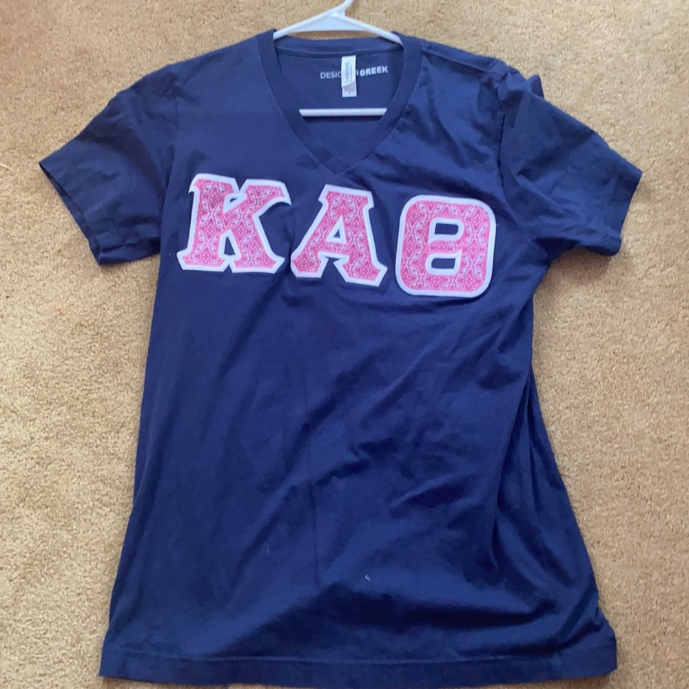 Kappa Alpha Theta Letters. Pink and Navy Shirt.